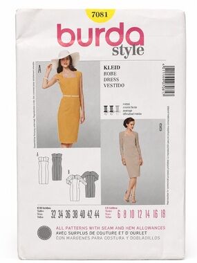 Burda Style 7081 Fitted Dress Sewing Pattern Sizes 6 18 Uncut